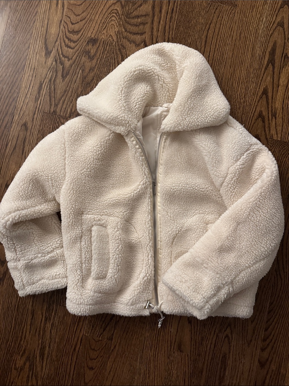 Women’s Cream Teddy Fleece Zip-Up Jacket